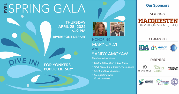 Invite for Foundation for the Yonkers Public Library Spring Gala on April 25
