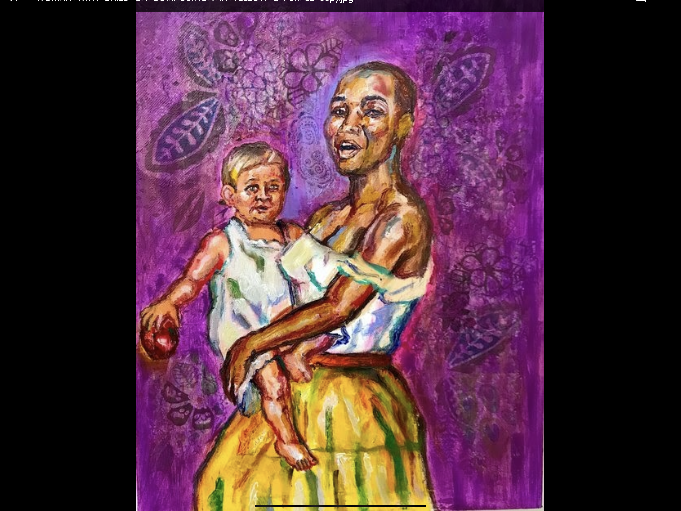  Painting by Ricardo Osmondo Francis: "Woman With Child" or "Composition in Yellow and Purple" Painting by Ricardo Osmondo Francis: "Woman With Child" or "Composition in Yellow and Purple"