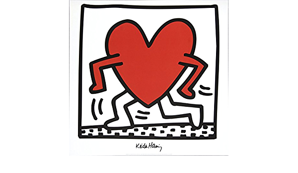 Keith Haring's image of a heart with legs running