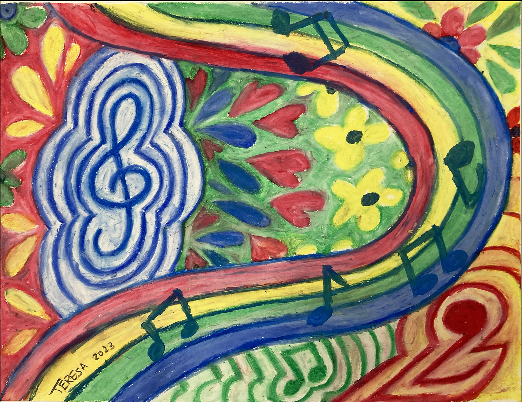 Abstract Music -notes and Treble clef with colors