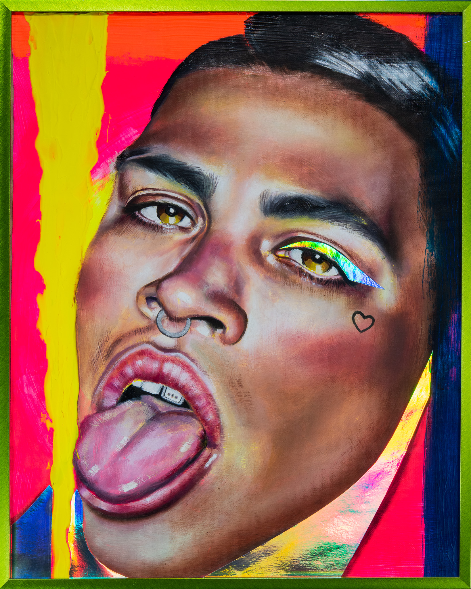 "I am here , I am queer" Mixed media on canvas artwork by Daniel Ortiz 