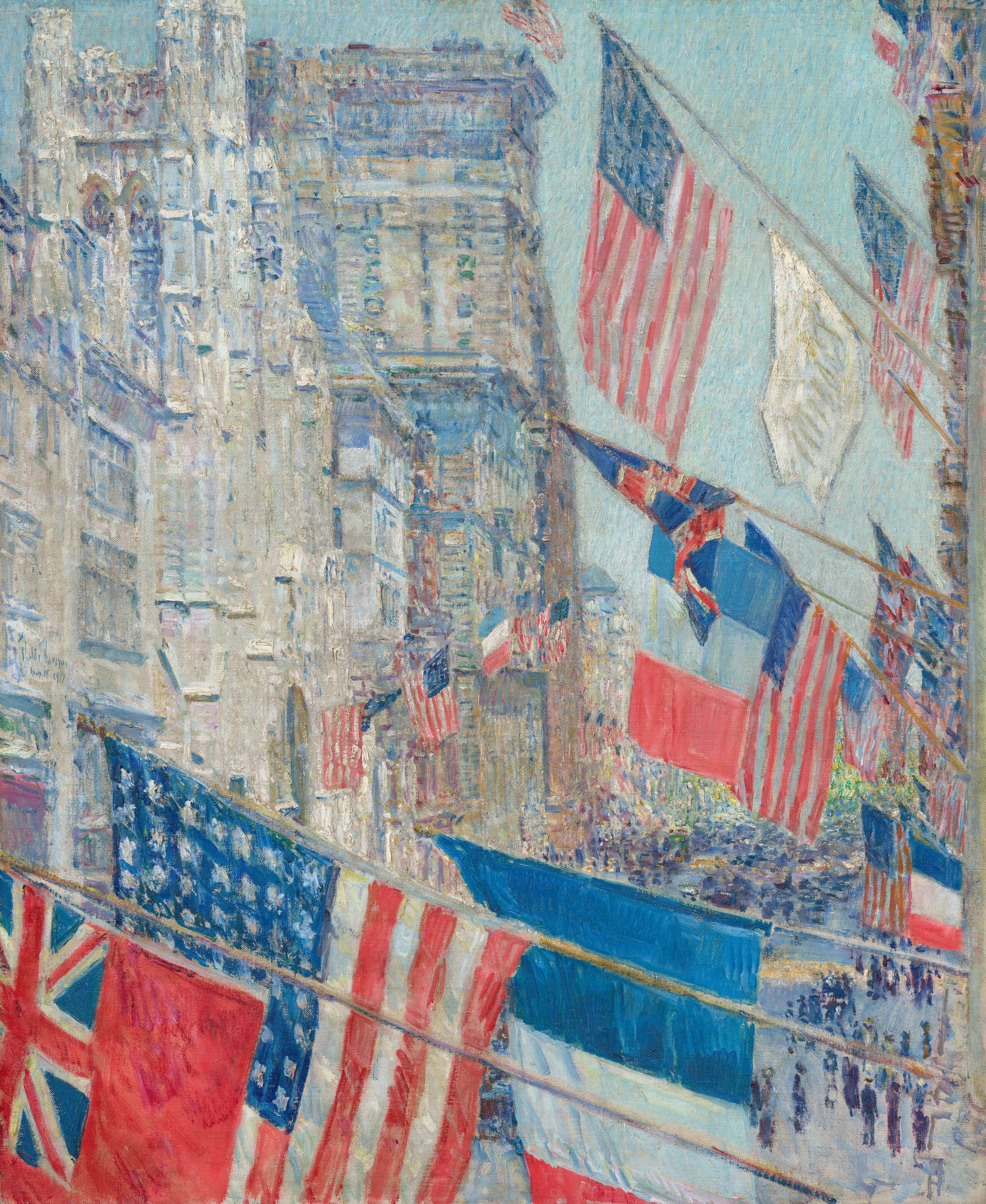 1917 painting by  Childe Hassam, titled Allies Day, May 1917