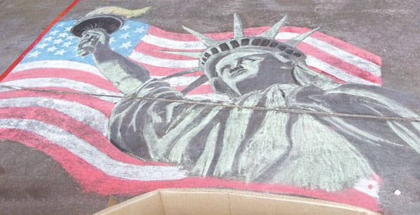 Image of Chalk Flag and Statue of Liberty