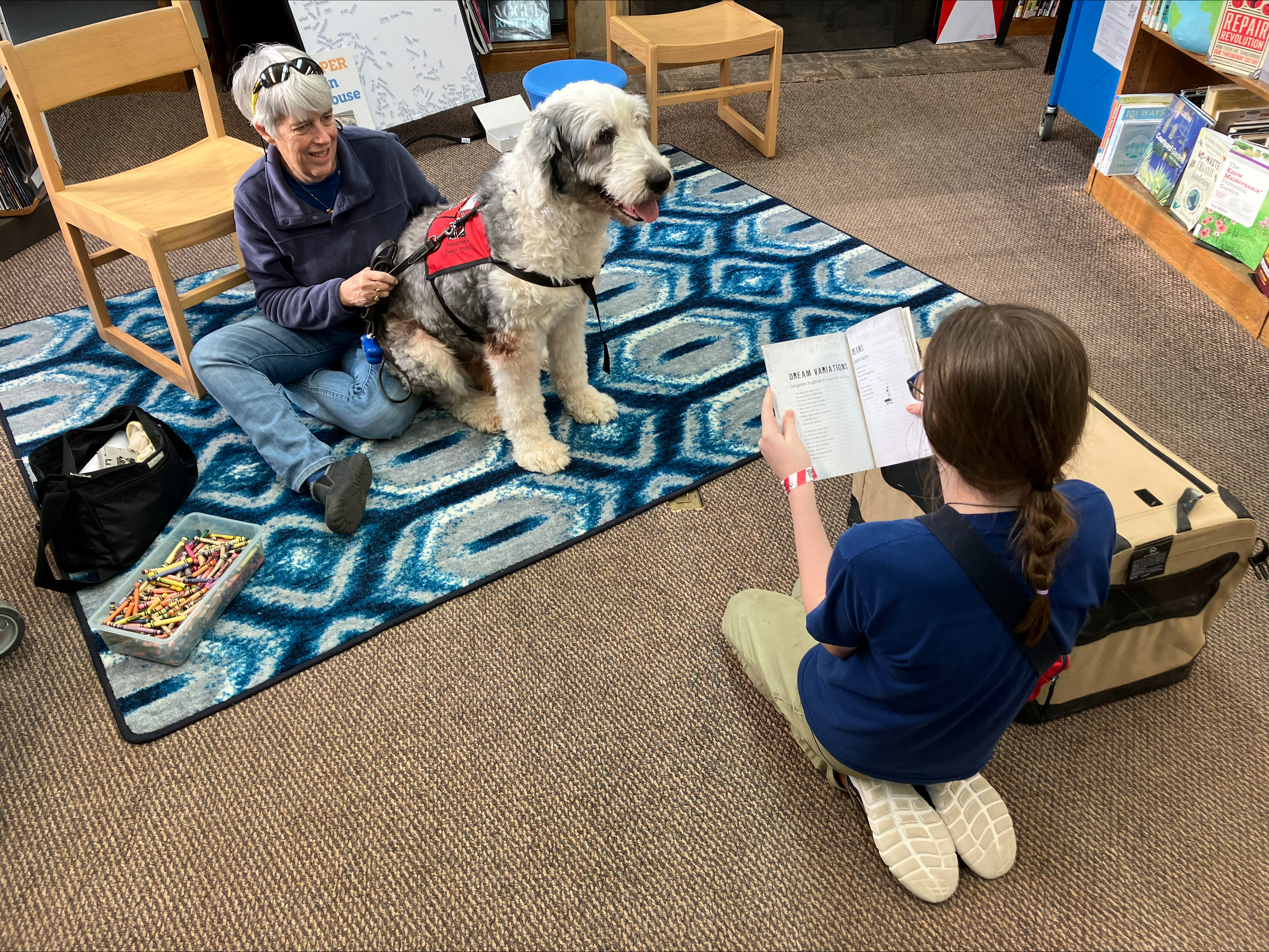 Image of child reading to Cooper