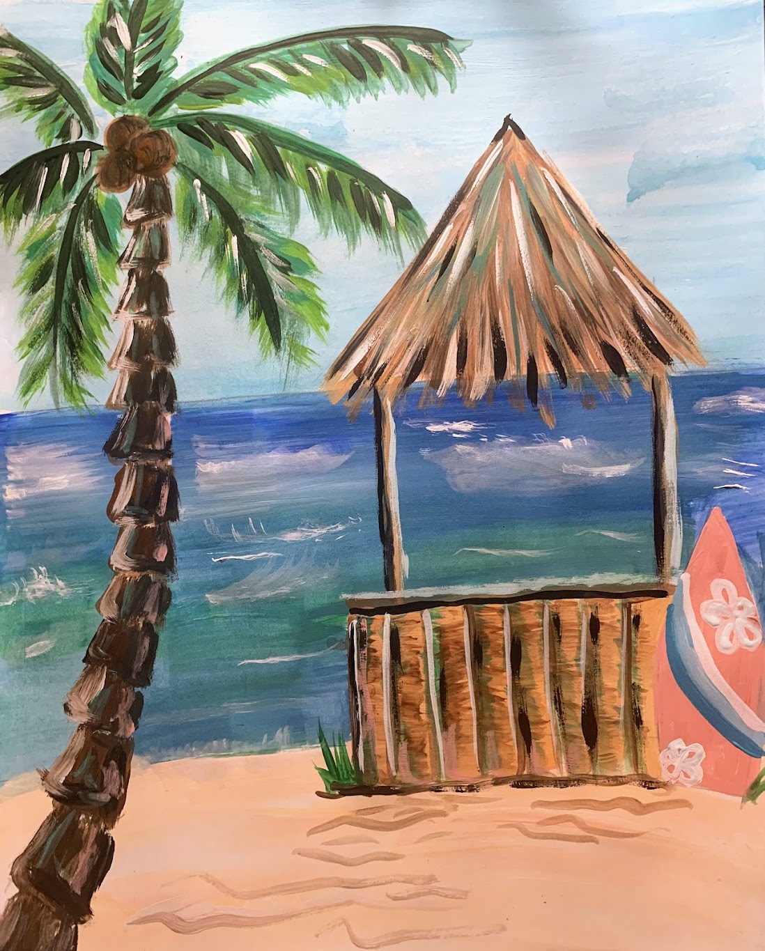 Image of Erica Soto's painting of a Tiki Hut