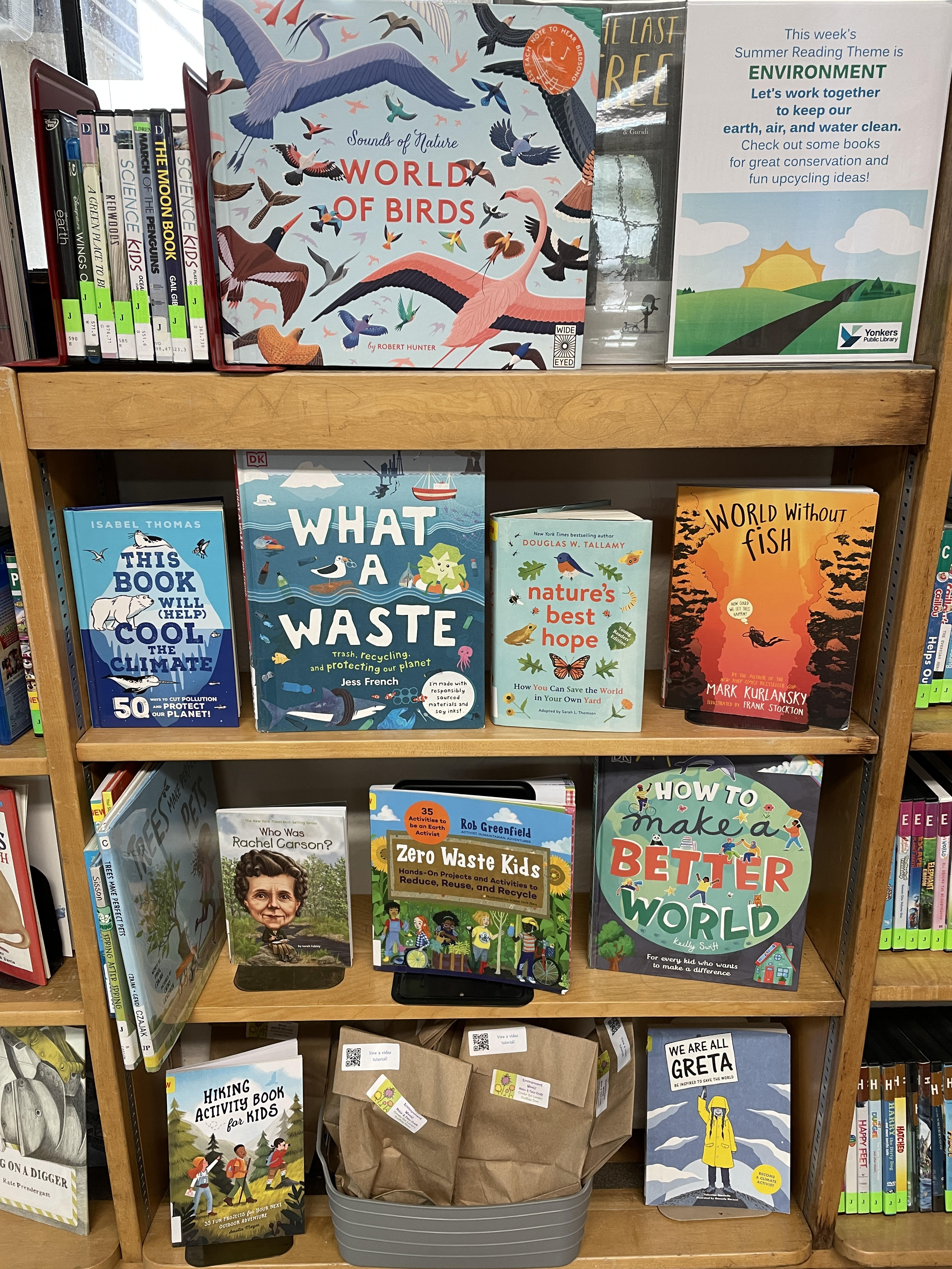 Summer Reading Week Seven Environment Display in the children's room at Crestwood.