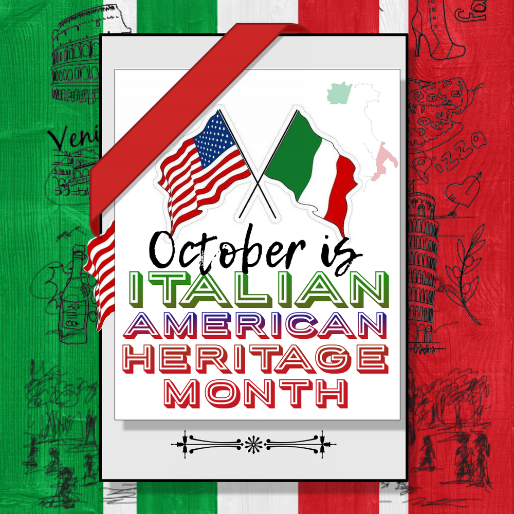 october is italian american heritage month flag of USA and Flag of Italy 