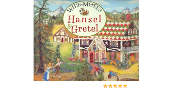 illustration of hansel and gretel in front of a candy house