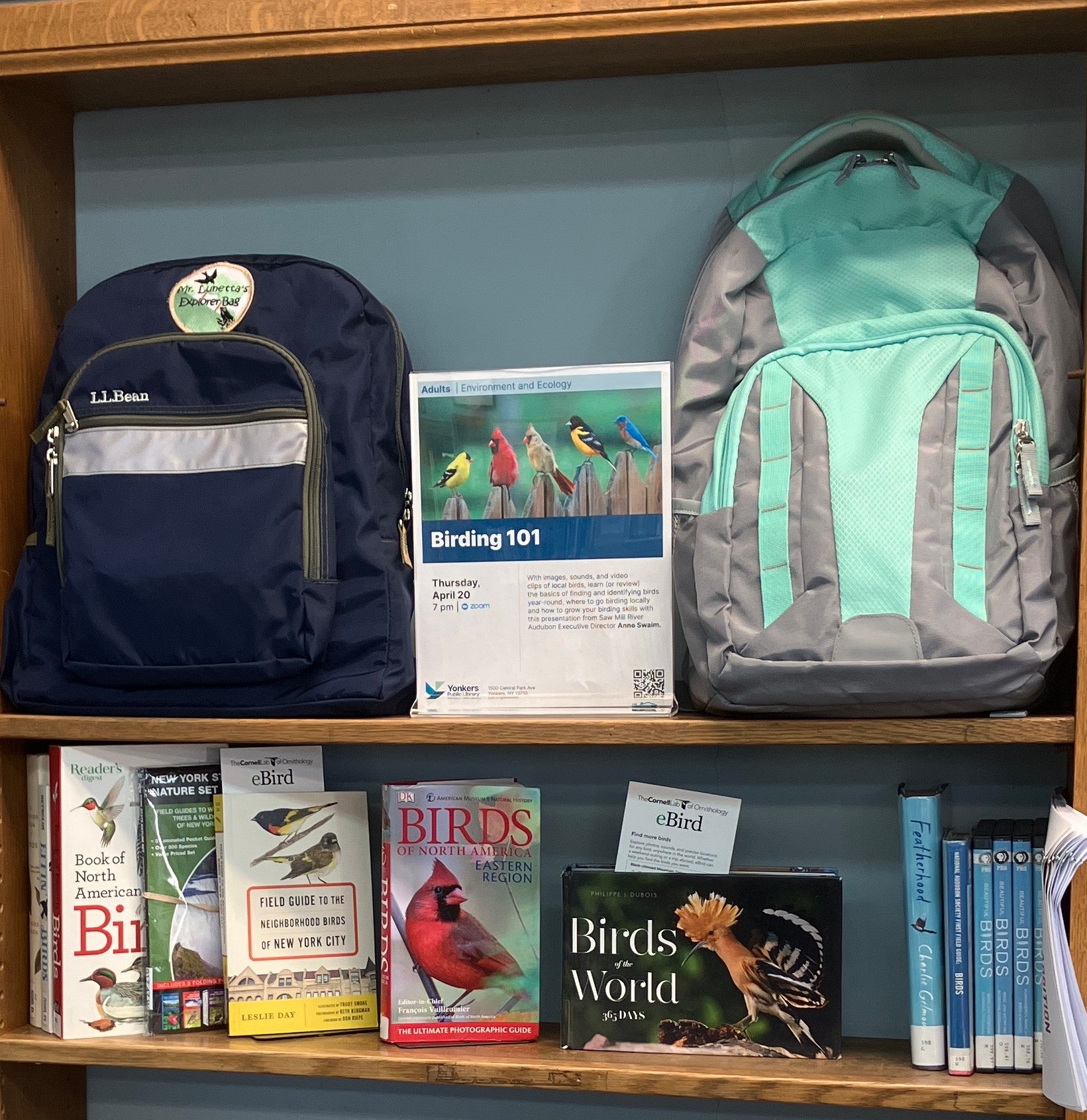Mr. Lunetta explorer bags available for pick up at the library.
