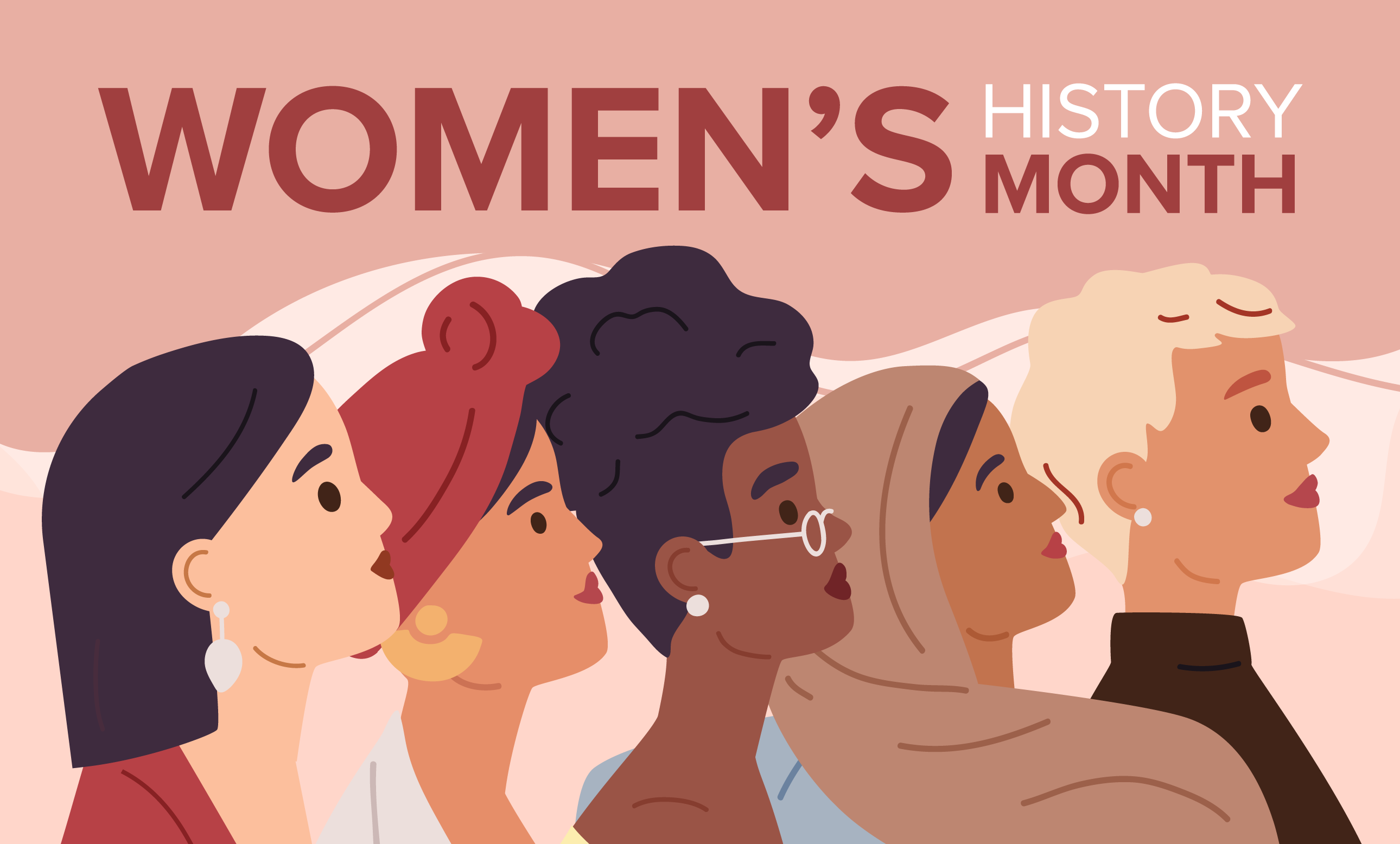 Text says Women's History Month with images of women in profile