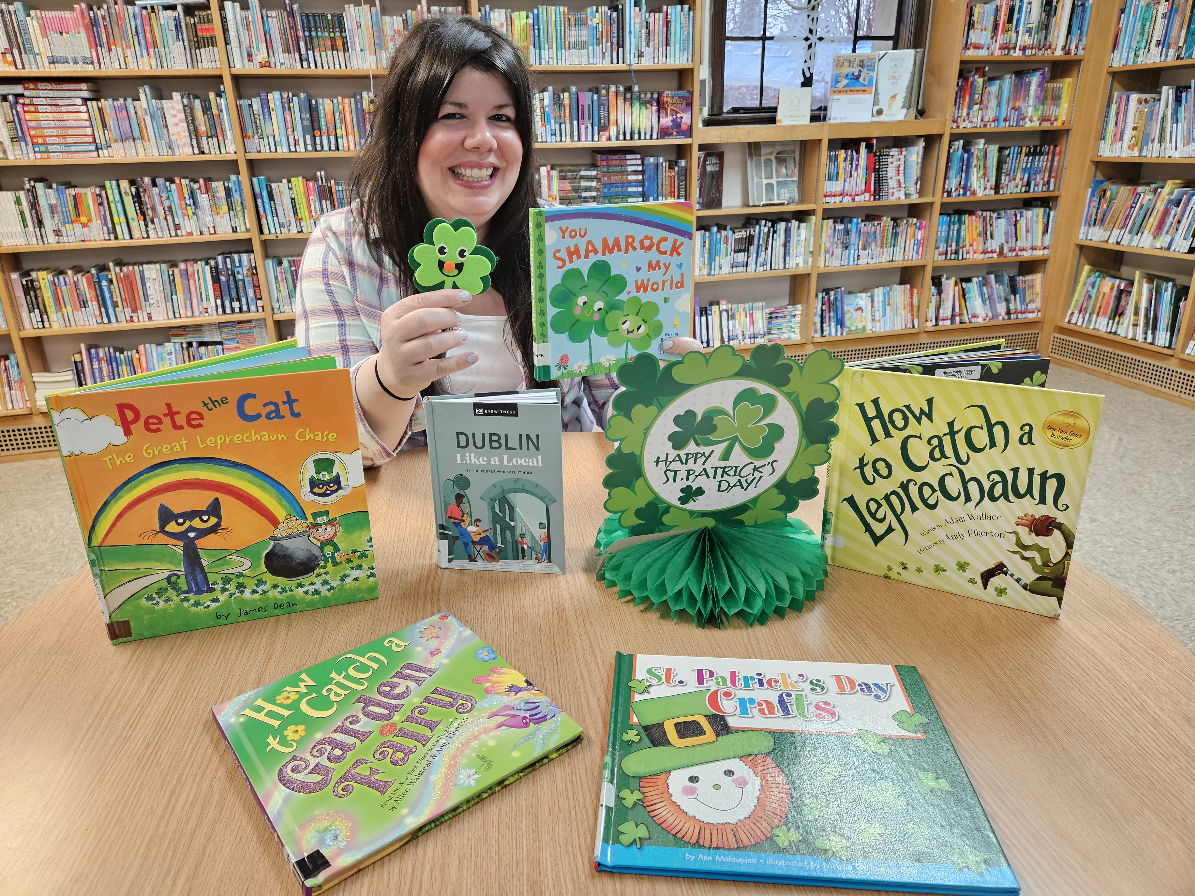Image of Erin with St. Patrick's Day Books