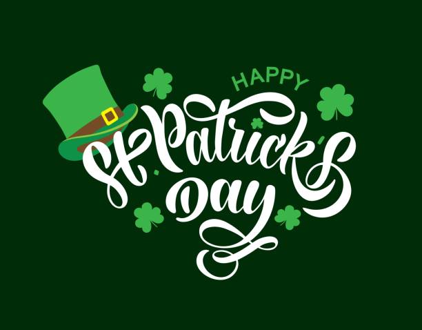Text of Happy Saint Patrick's Day and images of shamrocks