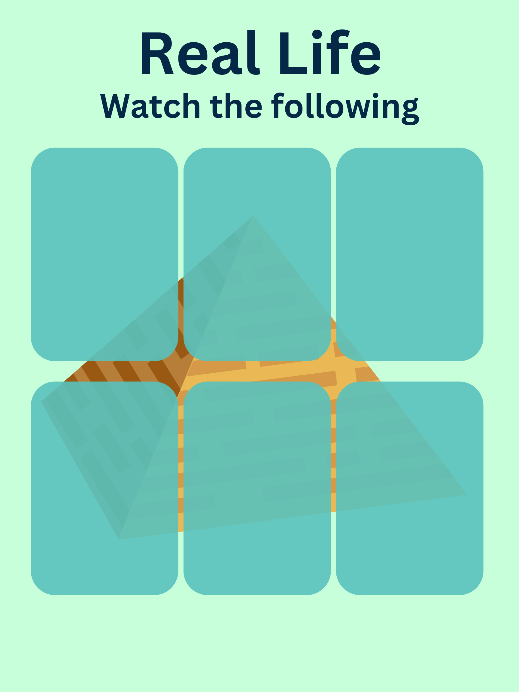 Blue and Green sheet with empty slots on it to add Images for. Reads Real Life