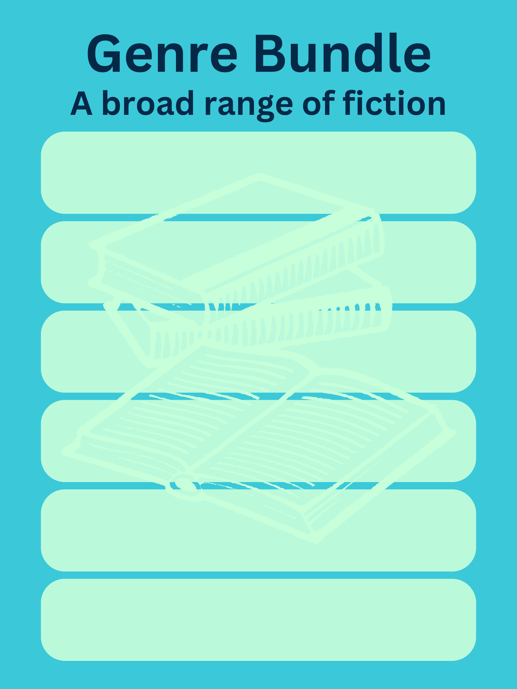 Blue and Green sheet with empty slots on it to add text for. Reads Genre Bundle