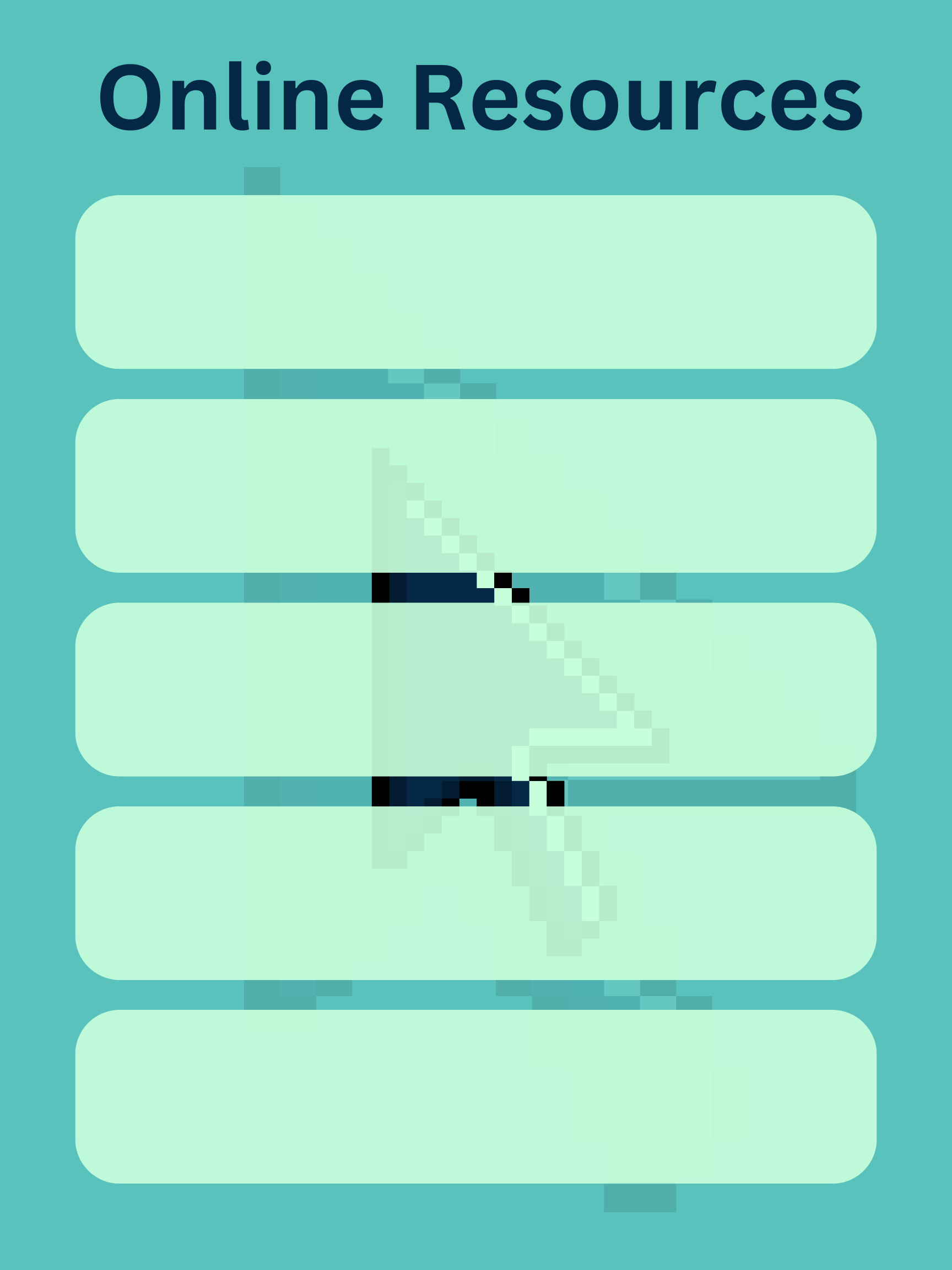 Blue and Green sheet with empty slots on it to add text for. Reads Online Resources