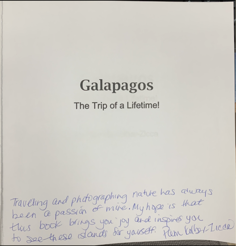 A handwritten note from the author on the title page of her book.