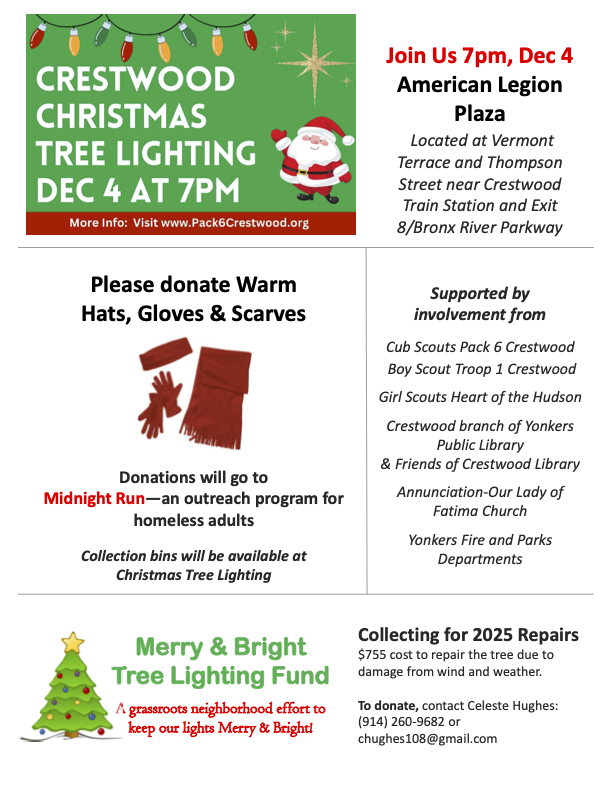 Crestwood Tree Lighting flyer.