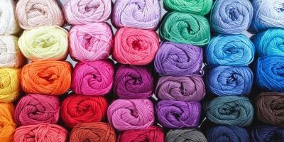 Rainbow skeins of yarn