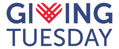 The official Giving Tuesday logo. Blue text with a red heart in place of the v in giving.