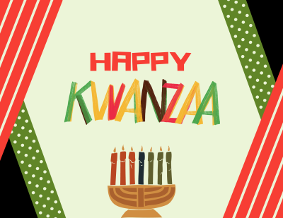 A Happy Kwanzaa graphic with a lit kinara.