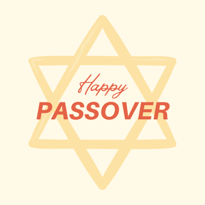The Jewish Star of David and the text Happy Passover.