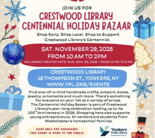 Flyer for Crestwood Centennial Holiday Bazaar.