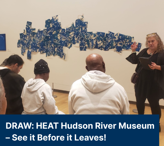 Val Franco at the Draw Heat exhibit at the Hudson River Museum.