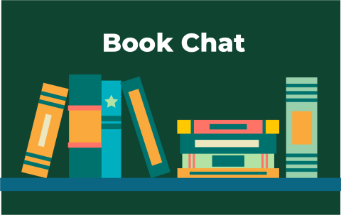Book Chat, books on shelves. 
