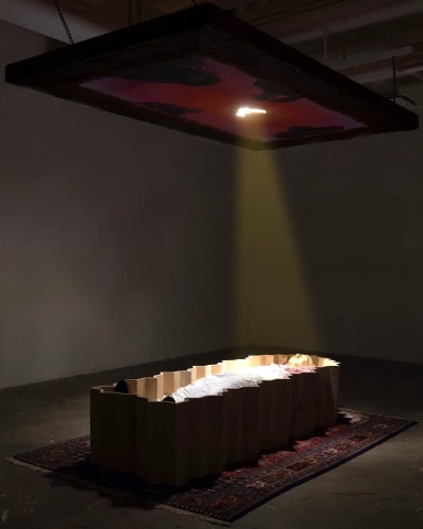 A handmade coffin made by an artist