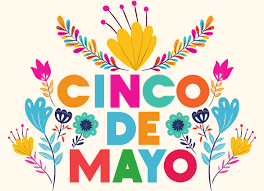 text of cinco de mayo with flowers around it