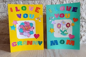 two cards one i love you granny another i love you mom on the front