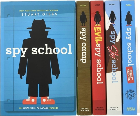 cover and spines of "spy school" book series