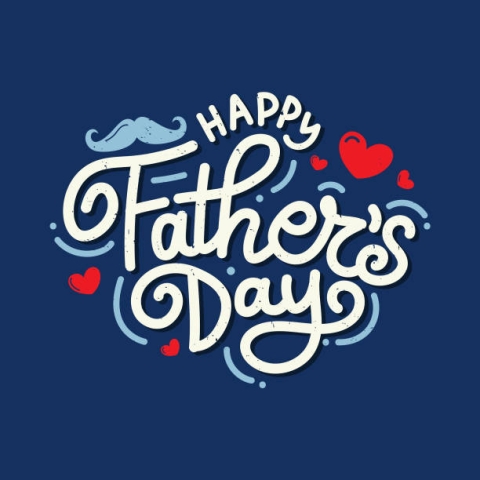 White text on blue background "happy father's day"