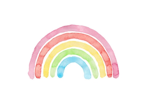 rainbow painted with watercolor paints