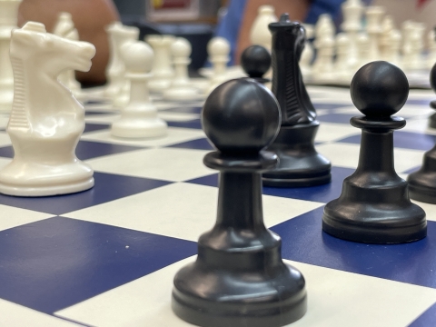 Image of Chess pieces and board