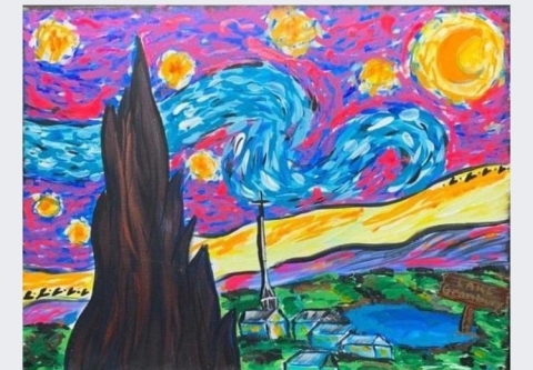 version of starry night by Van Gogh by artist Erica Soto