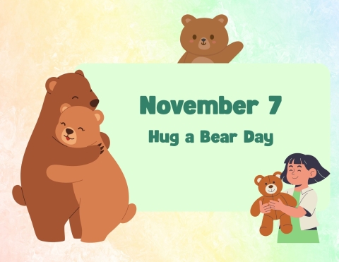 bears hugging and child hugging a teddy bear