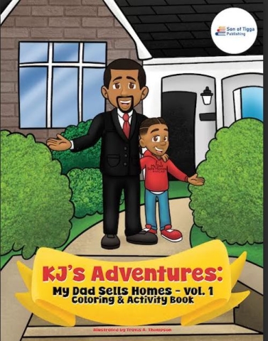 illistration of man and child smiling outside house with text "KJ's Adventures"