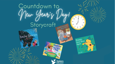 countdown to new year's day storycraft with book covers on the flyer