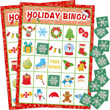 holiday bingo cards with markers