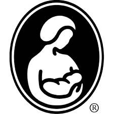 La Leche League logo - woman crading an infant swaddled in a blanket