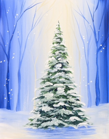 image of evergreen tree in the woods with snow on it