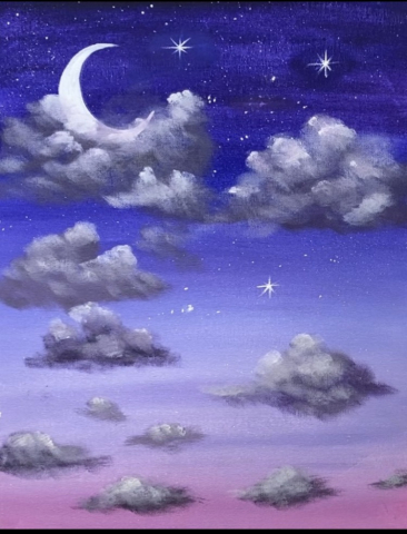 Image of a moon and clouds in a purple and pink sky - I Have A  Dream Inspired