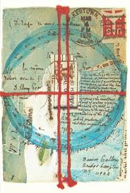 A vertical rectangle with a blue circle and a red cross intersecting the rectangle