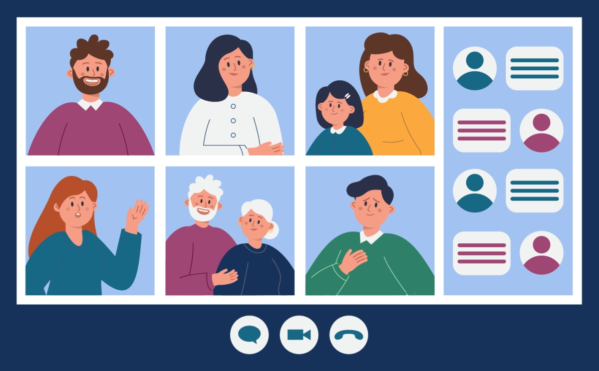 Graphic of people in online meeting