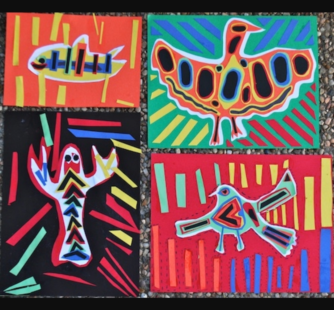 artwork made from construction paper in the folk art style of panama