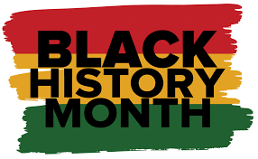 Black History Month words over red, yellow and green 