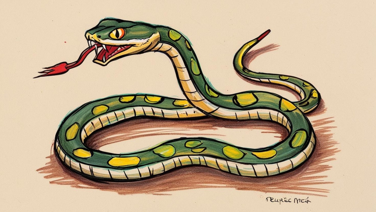 image of a snake drawn and painted by Erica Soto