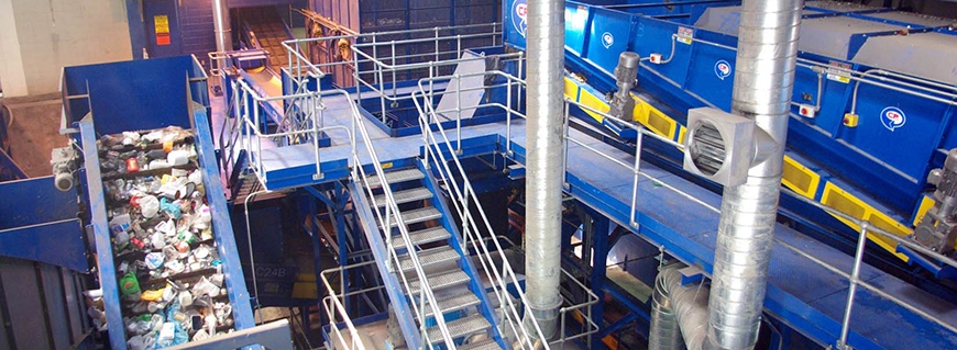 Image of recycling sorter at the Material Recovery Facility