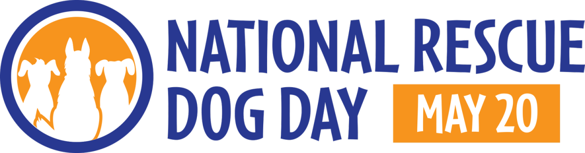 logo of circle with dogs and text "national rescue dog day may 20"